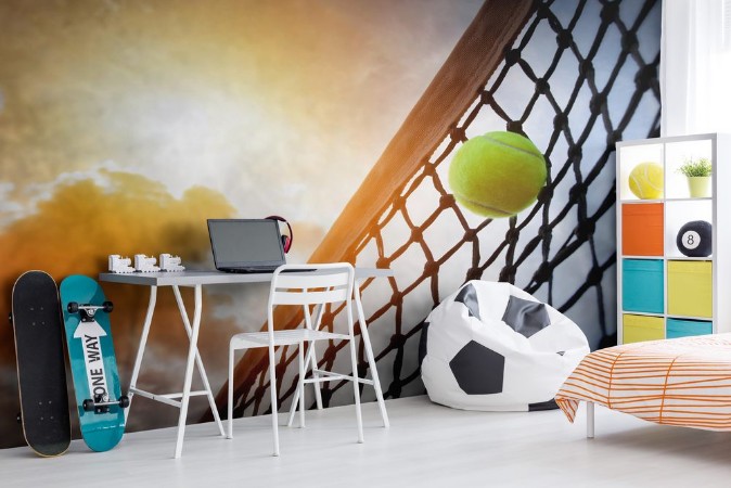 Picture of Tennis ball on a tennis court