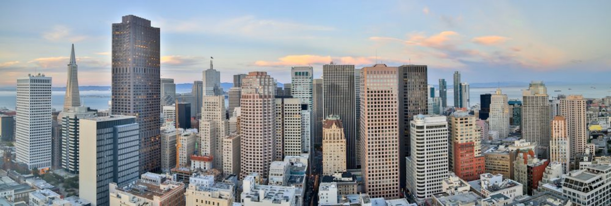Picture of San Francisco Downtown Panoramic View at Sunset Aerial view of San Francisco Financial District