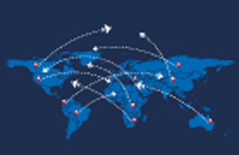 Pilt World travel map with airplanes Vector illustration
