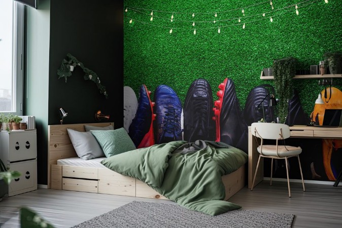 Picture of Various cleats against green artificial turf studio shot