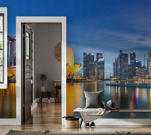 Afbeeldingen van Singapore Skyline and view of Marina Bay at Dusk