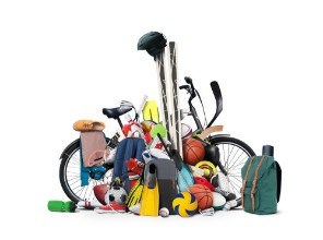 Image de Sports equipment has fallen down in a heap