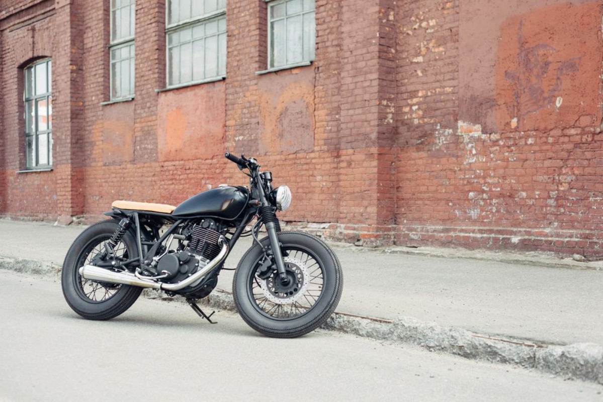 Picture of Vintage motorcycle in parking