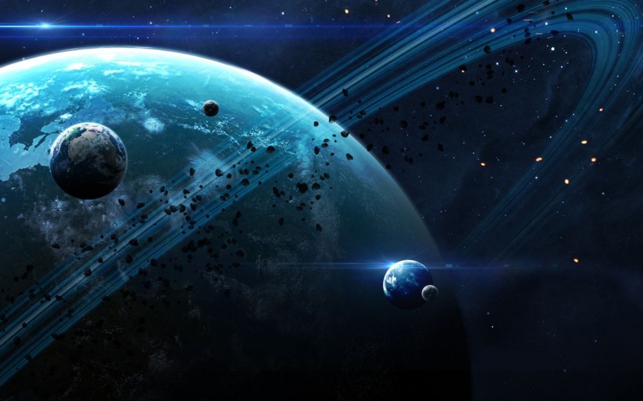 Afbeeldingen van Universe scene with planets stars and galaxies in outer space showing the beauty of  exploration Elements furnished by NASA