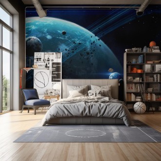 Afbeeldingen van Universe scene with planets stars and galaxies in outer space showing the beauty of  exploration Elements furnished by NASA