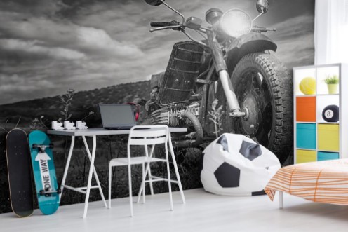 Afbeeldingen van FreedomMotorbike under skyVintage photo effect added for create atmosphere