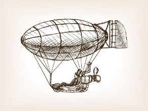 Image de Steampunk mechanical flying airship sketch vector