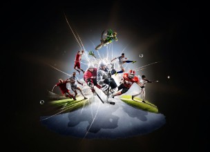 Afbeeldingen van Multi sports collage soccer basketball hockey footbal baseball dirt bike