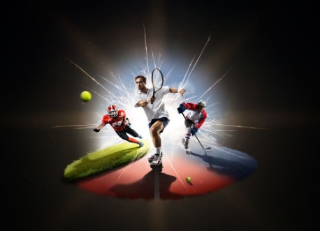 Picture of Multi sports collage from tennis hockey american footbal