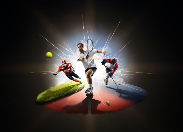 Picture of Multi sports collage from tennis hockey american footbal