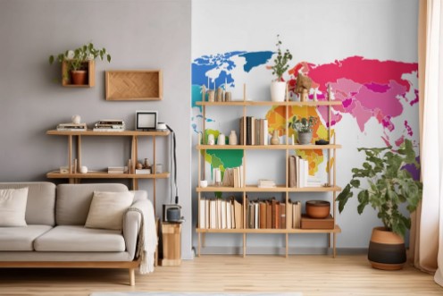 Afbeeldingen van Political World Map Detailed World map of rainbow colors