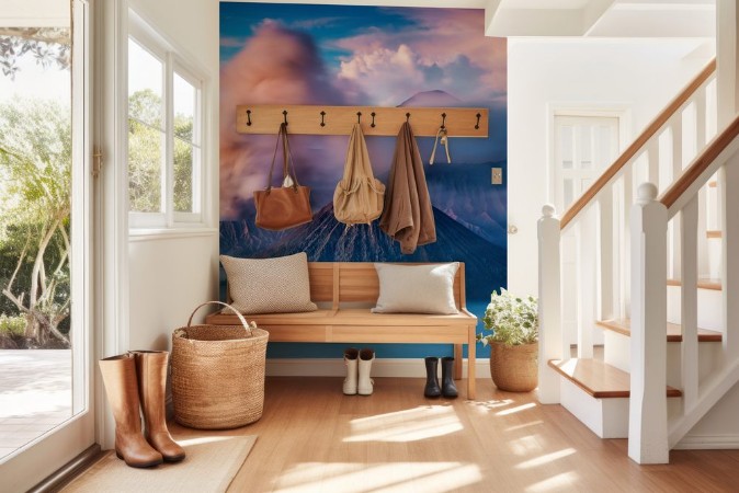 Afbeeldingen van Bromo Batok and Semeru volcanoes at sunrise Java island Indon