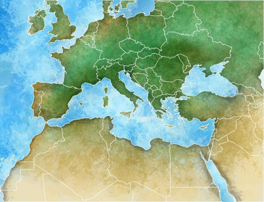 Picture of Cartina disegnata a mano del Mediterraneo Europa Africa e Medio Oriente