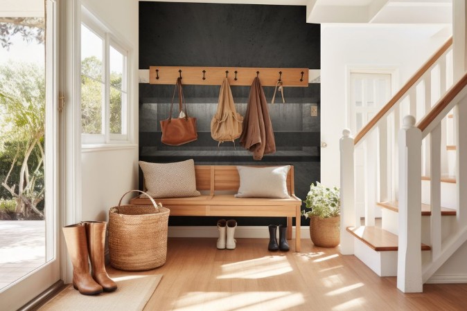 Bild på Abstract empty 3d concrete interior with girders