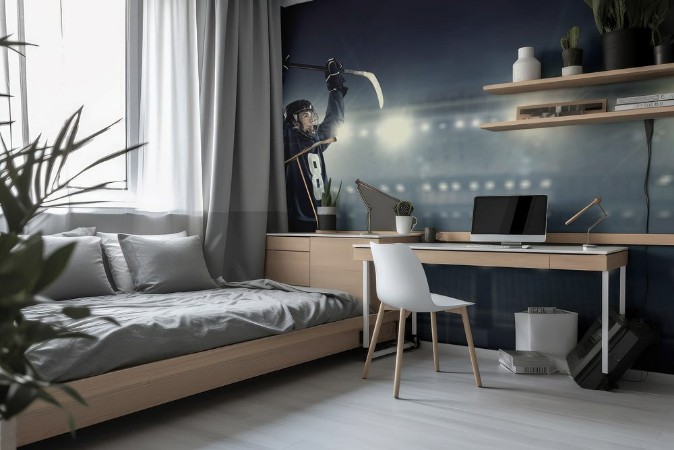 Picture of Hockey player on ice   Mixed media