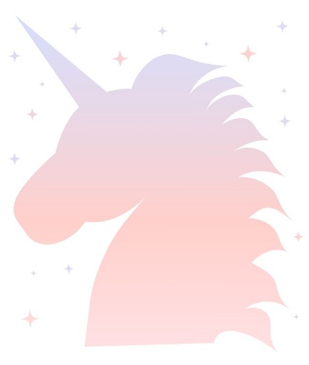 Picture of Cute pink blue gradient unicorn silhouette illustration