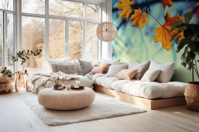 Afbeeldingen van Autumn leaves on sky