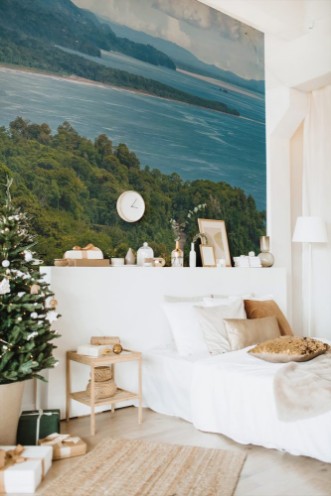 Afbeeldingen van Panoramic view of a road going through the coast by the pacific ocean at Dominicalito beach in southern Costa Rica