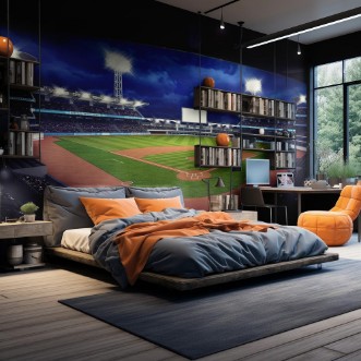 Picture of Baseball stadium under roof view with fans