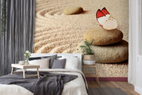 Afbeeldingen van Butterfly on a zen stone