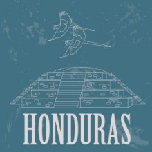 Image de Honduras landmarks Copan Ruinas ara parrot Retro styled image