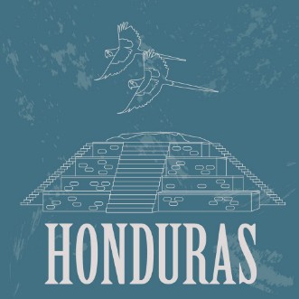 Image de Honduras landmarks Copan Ruinas ara parrot Retro styled image