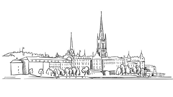 Afbeeldingen van Stockholm Panorama Famous Outline Landmark Sketch