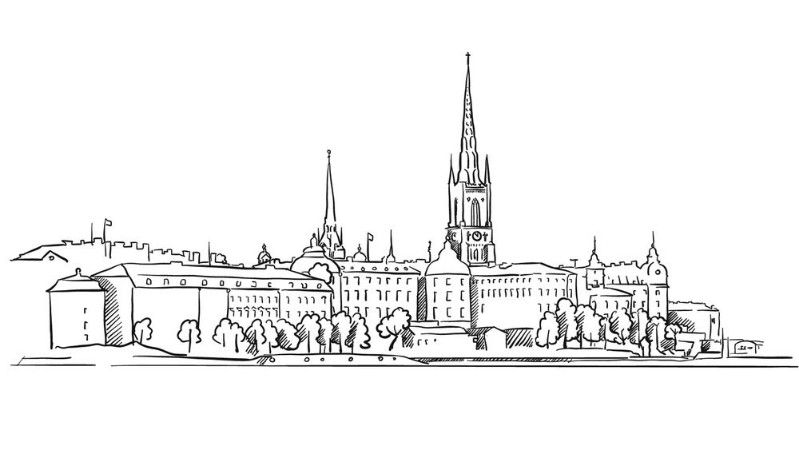 Picture of Stockholm Panorama Famous Outline Landmark Sketch
