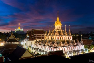 Picture of Wat Ratchanatdaram temple and Metal Castle in Bangkok Thailand