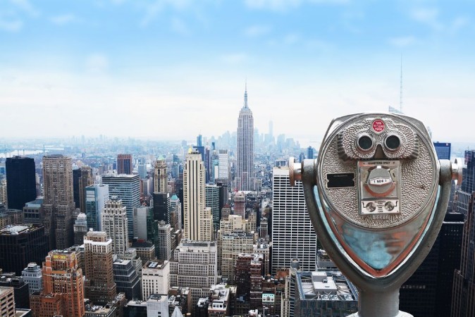 Bild på New York Central Park view point telescope from Rockefeller building