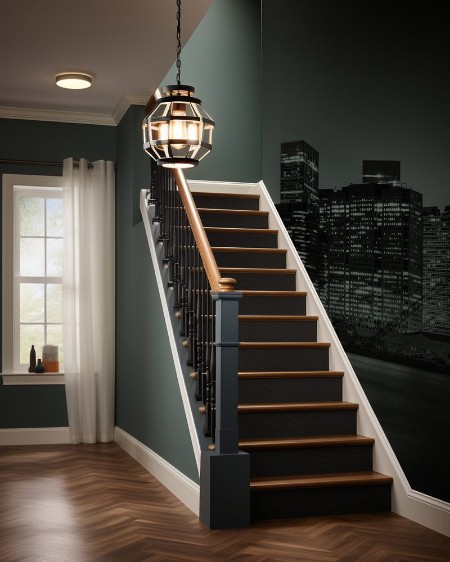 Picture of Black  White East River view of Financial District skyscrapers at dusk Lower Manhattan skyline New York City