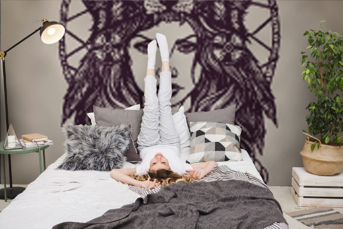 Picture of Native American girl with Wolf headdress