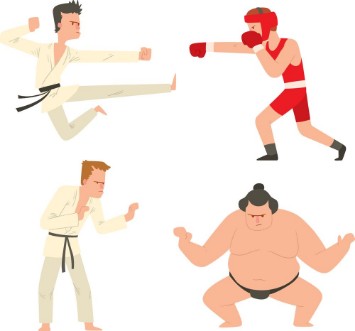 Afbeeldingen van Fighters people vector set