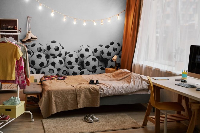 Afbeeldingen van Soccer balls background 3d illustration