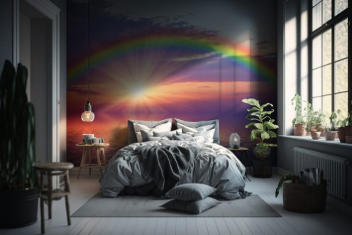 Picture of Marine sunset with a rainbow