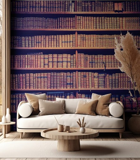 Afbeeldingen van Böcker på trähyllor