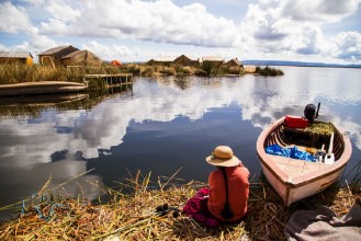 Image de Uros island in Lake Titicaca Peru
