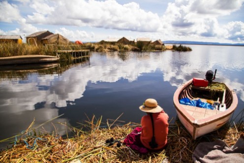 Picture of Uros island in Lake Titicaca Peru