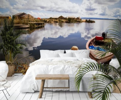 Picture of Uros island in Lake Titicaca Peru