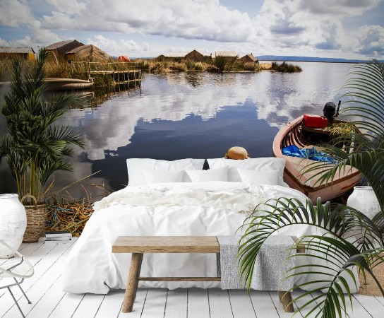 Picture of Uros island in Lake Titicaca Peru