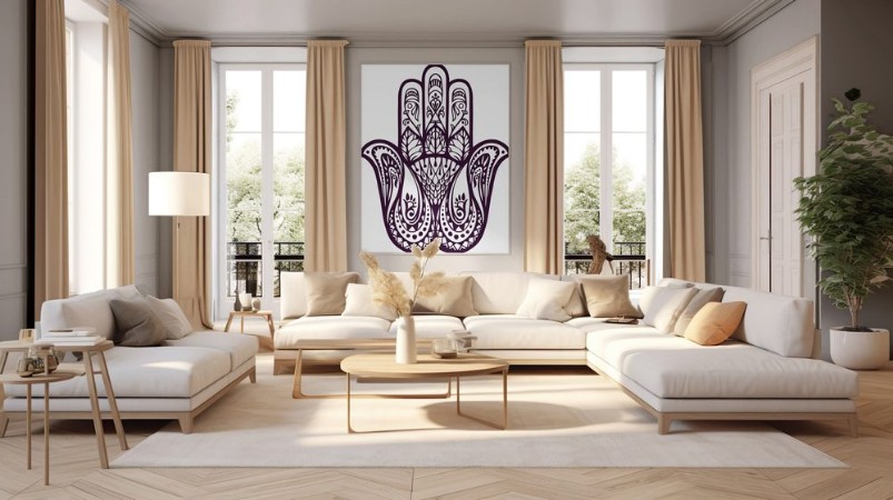 Picture of Hand drawn Hamsa or  of Fatima Vector illustration with ethnic and floral ornaments