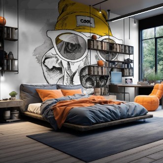 Image de Portrait of dog in a yellow Hipster hat and with glasses Vector illustration