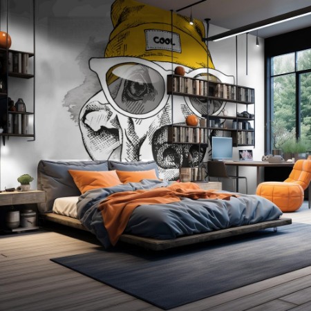 Picture of Portrait of dog in a yellow Hipster hat and with glasses Vector illustration