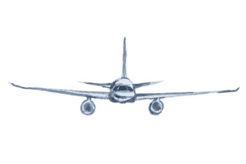 Picture of Isolated watercolor plane on white background Concept of vacation business trip and more