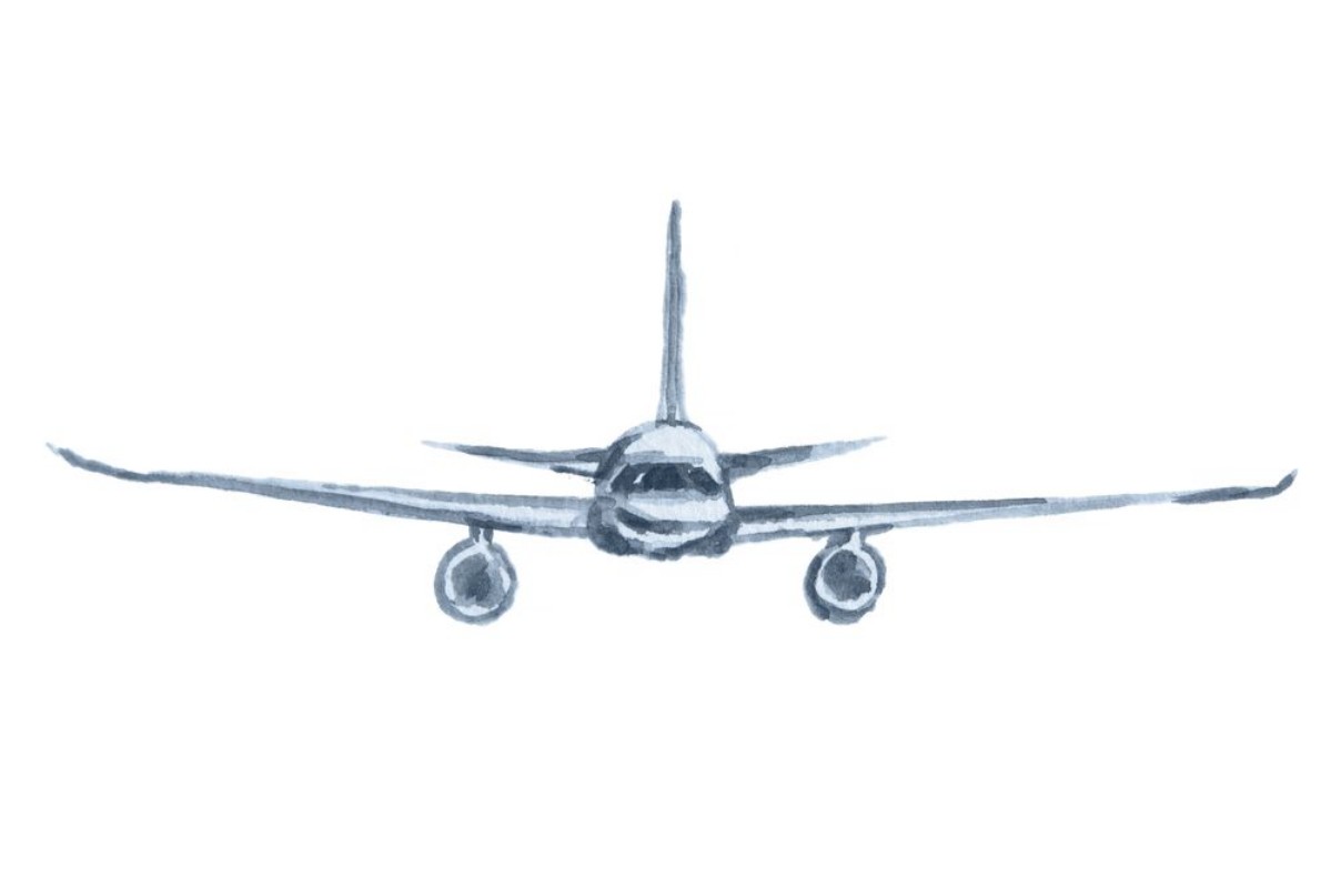 Afbeeldingen van Isolated watercolor plane on white background Concept of vacation business trip and more