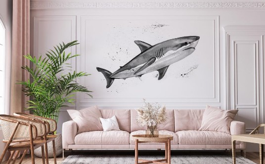 Bild på Watercolor great white shark Hand painting