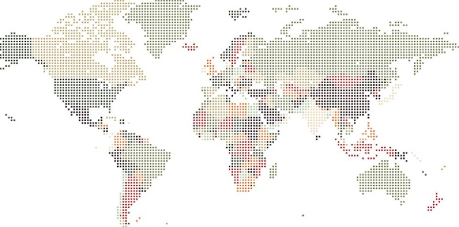 Afbeeldingen van Dotted World map of square dots
