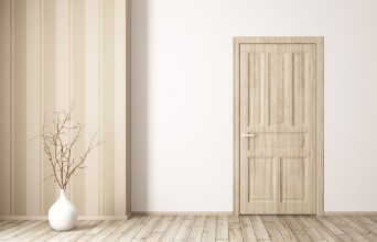 Picture of Interior of room with wooden door 3d rendering