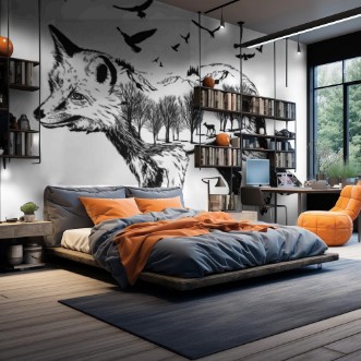 Image de Vector Double exposure silhouette of fox