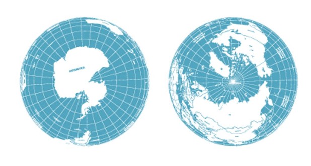 Picture of Earth globe arctic and antarctic view